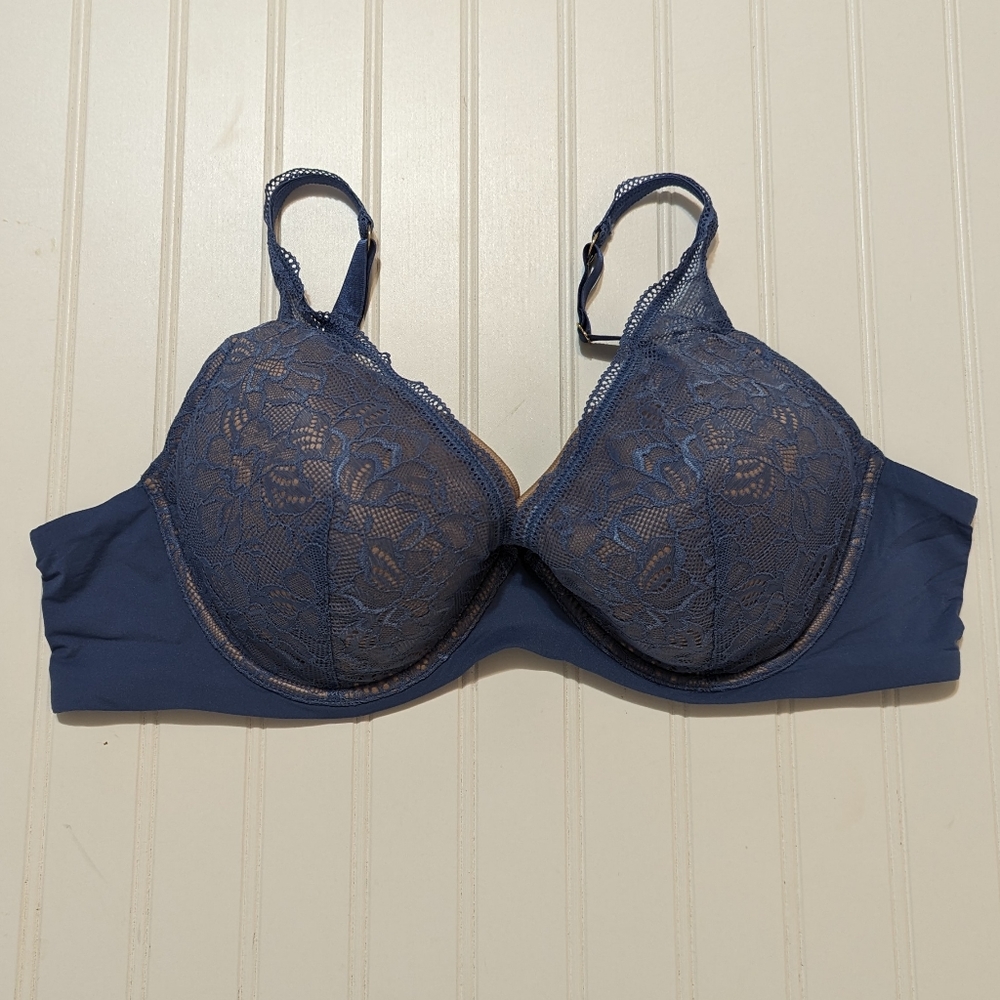 Thirdlove Graphic Lace Plunge Bra in Navy // Size 44B